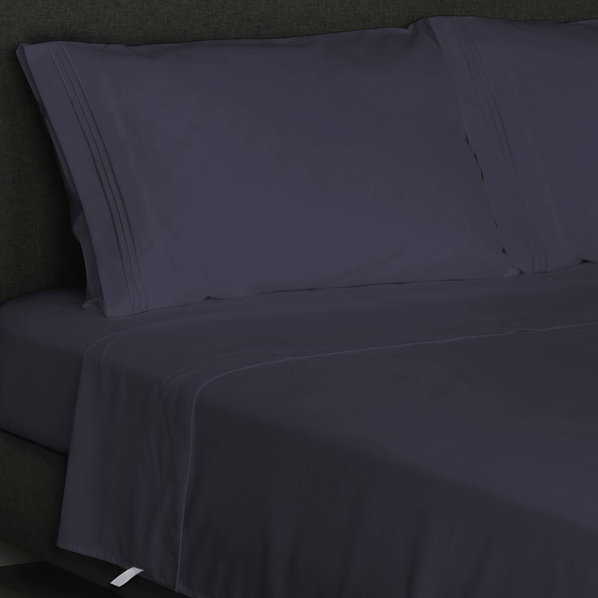 Alt View 6. Furinno - Angeland Vienne 4-Piece Microfiber Bed Sheet Set, Full - Navy Blue.