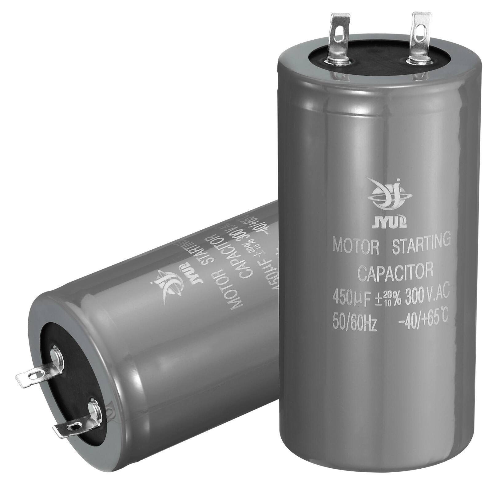 300V.A -40/+65°C STARTING CAPACITOR +20% JYUP MOTOR 450µF  
JYUP MOTOR STARTING CAPACITOR 450µF % 300 V.AC 50/60Hz -40/+85°C