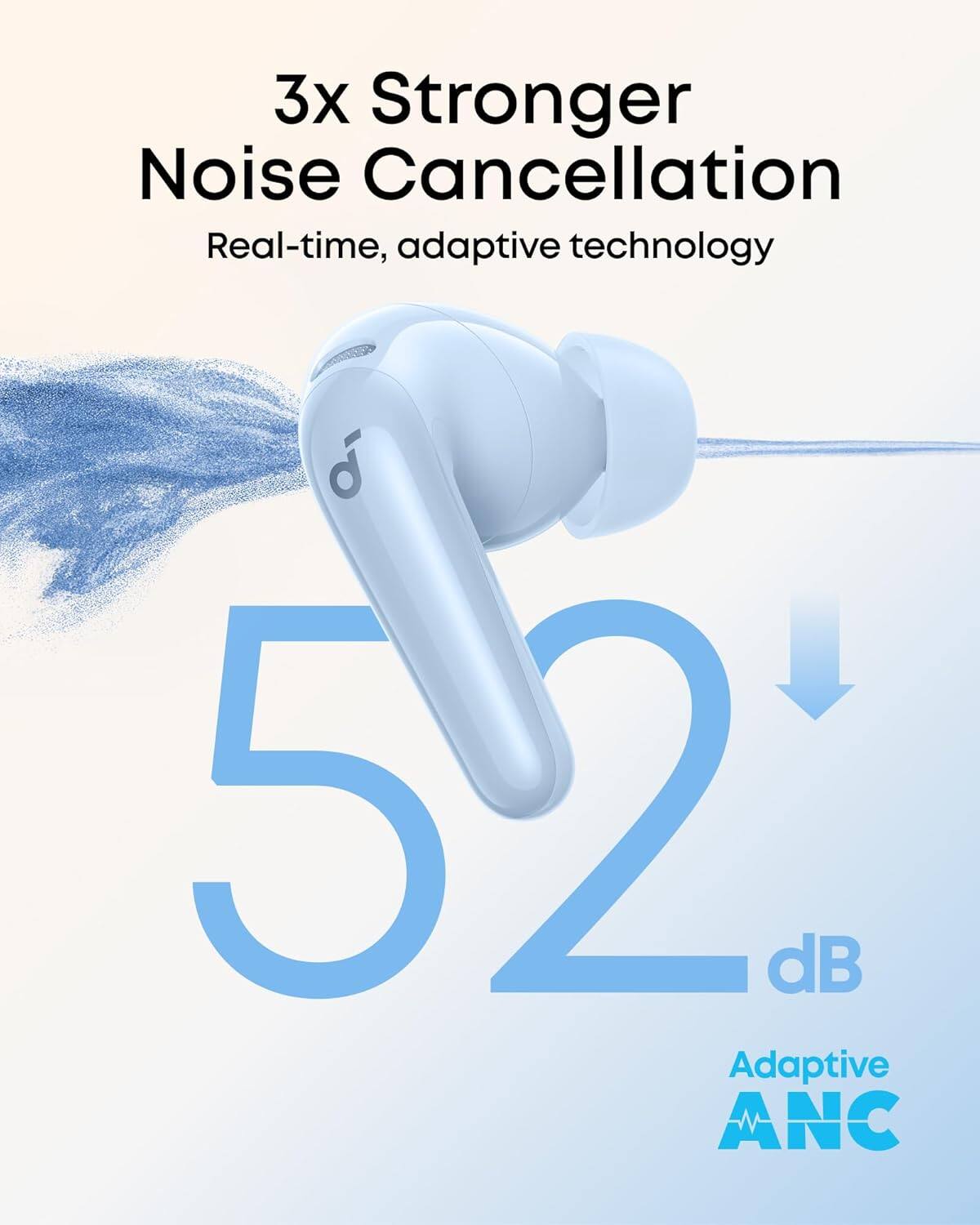 3x Stronger Noise Cancellation  
Real-time, adaptive technology  
52 dB  
Adaptive ANC