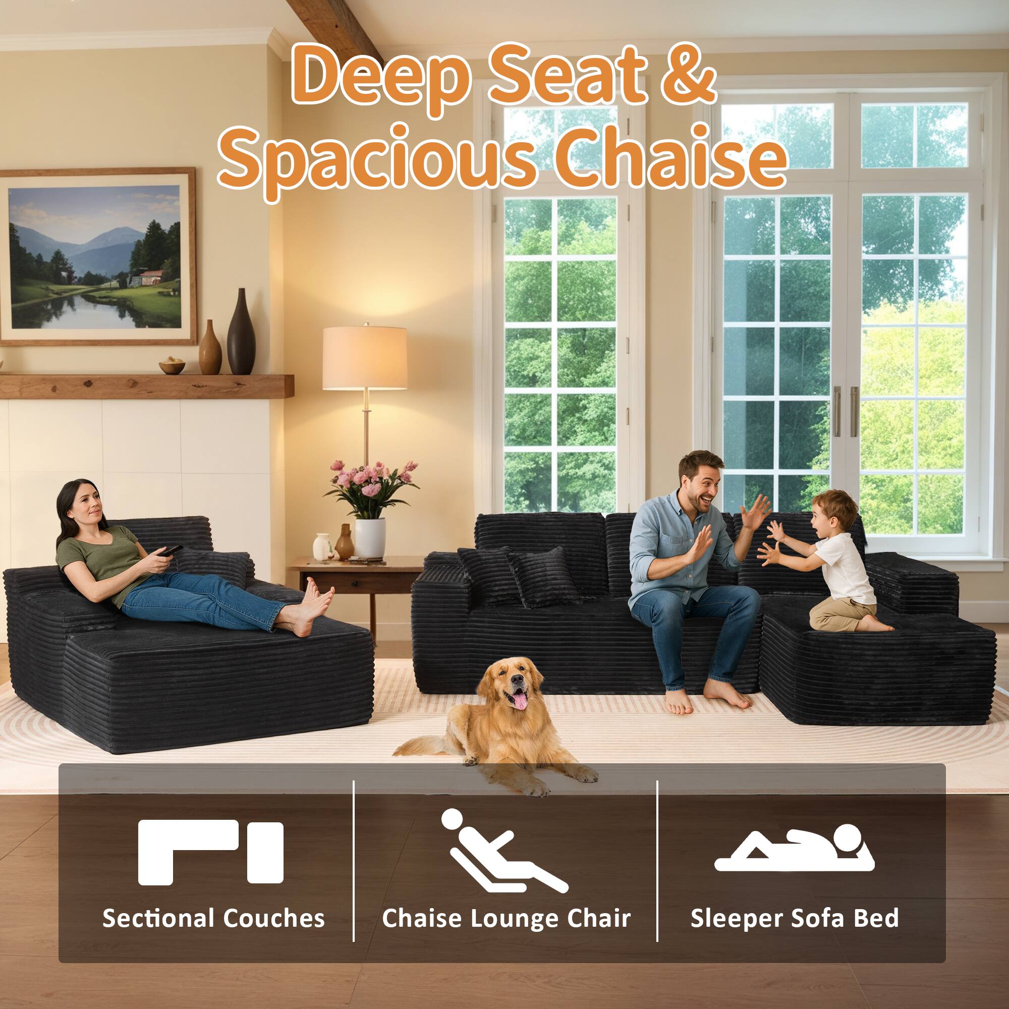 Deep Seat & Spacious Chaise

FI
Sectional Couches
Chaise Lounge Chair
Sleeper Sofa Bed