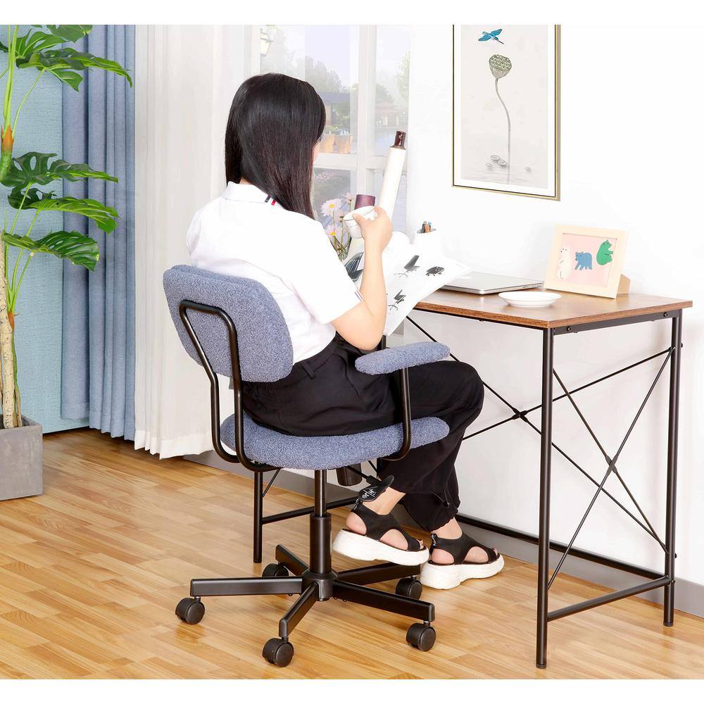 Alt View 2. JJS - Low Back Velvet Office Computer Chair With Armrest - Blue.