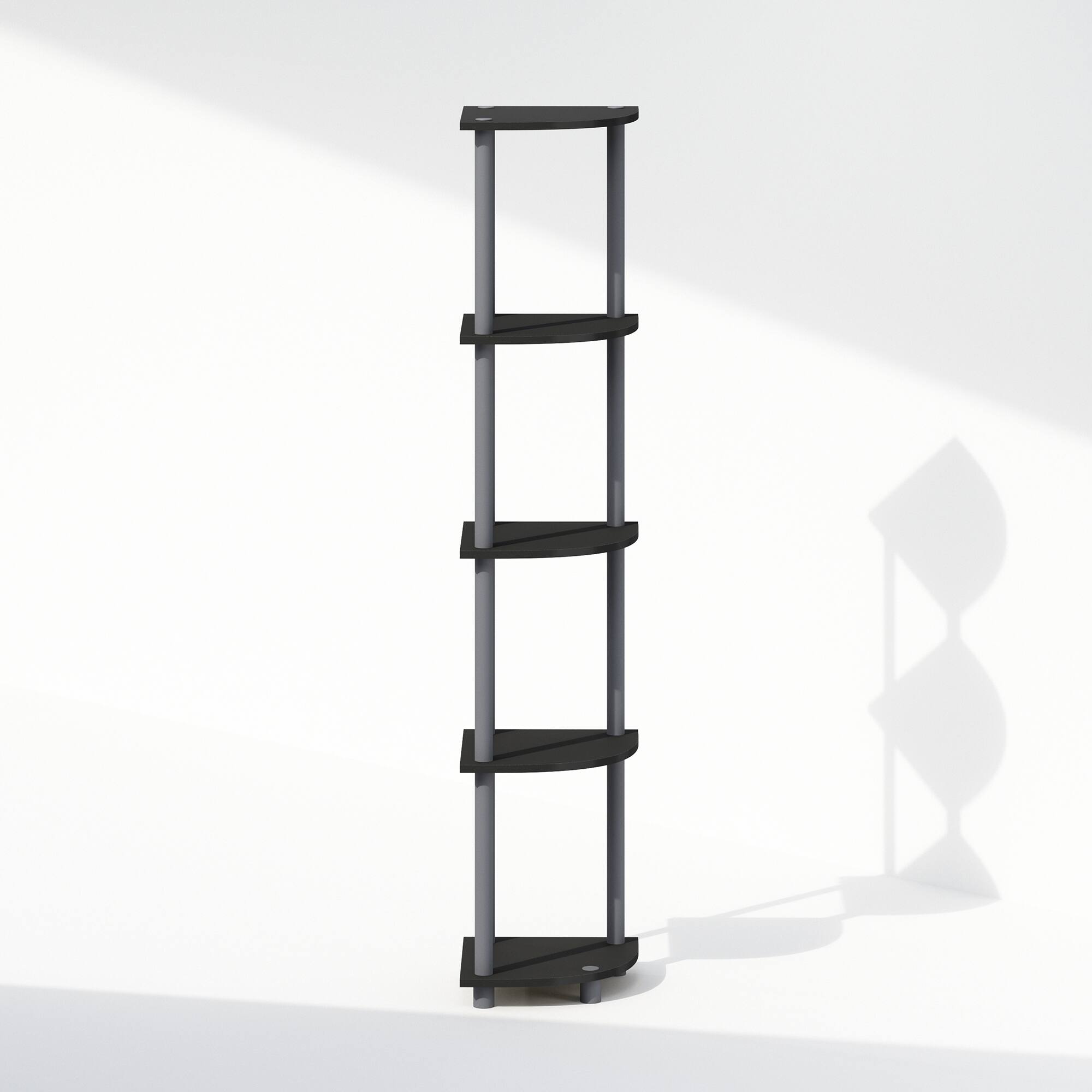 Alt View 2. Furinno - TURN-N-TUBE 5-Tier Corner Shelf, Corner Display Rack, Shelving Unit, for Organization and Storage - Black/Grey.
