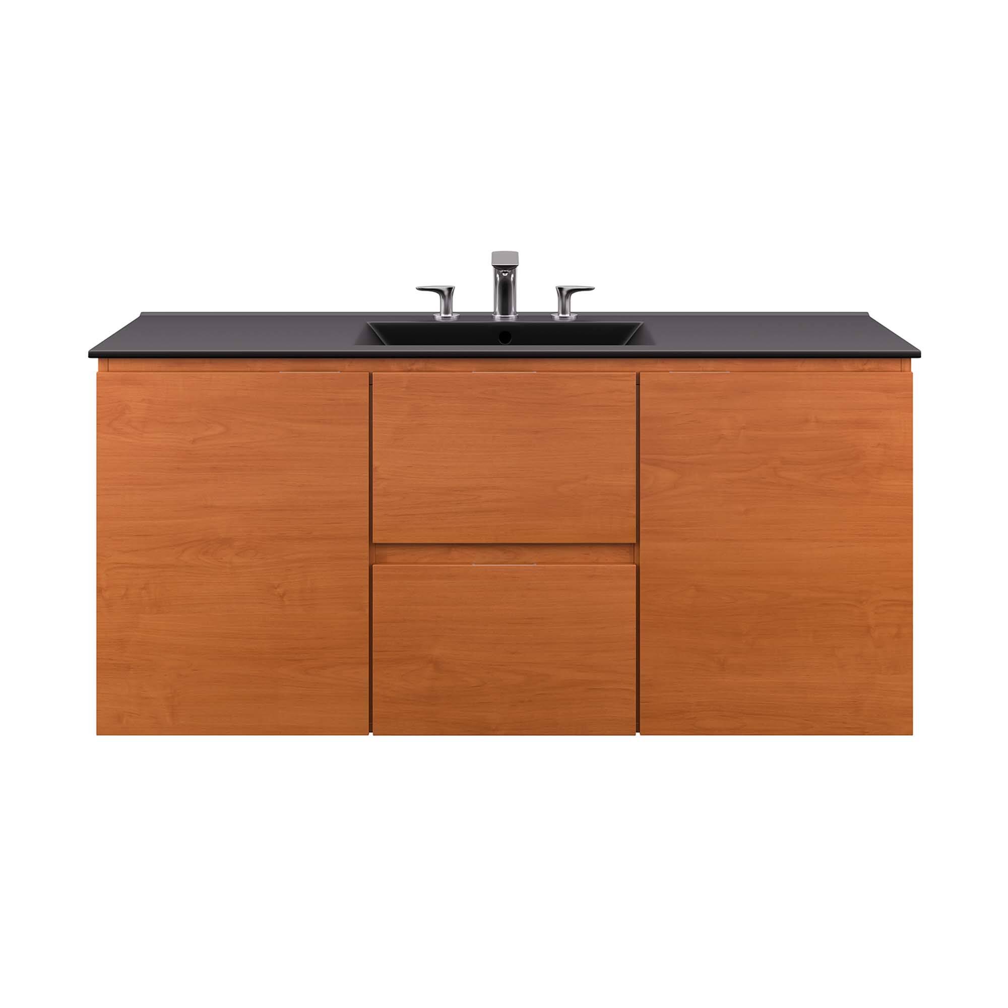 Alt View 2. Modway - Scenic Wall-Mount Bathroom Vanity Basin Included by Modway - Cherry Black.