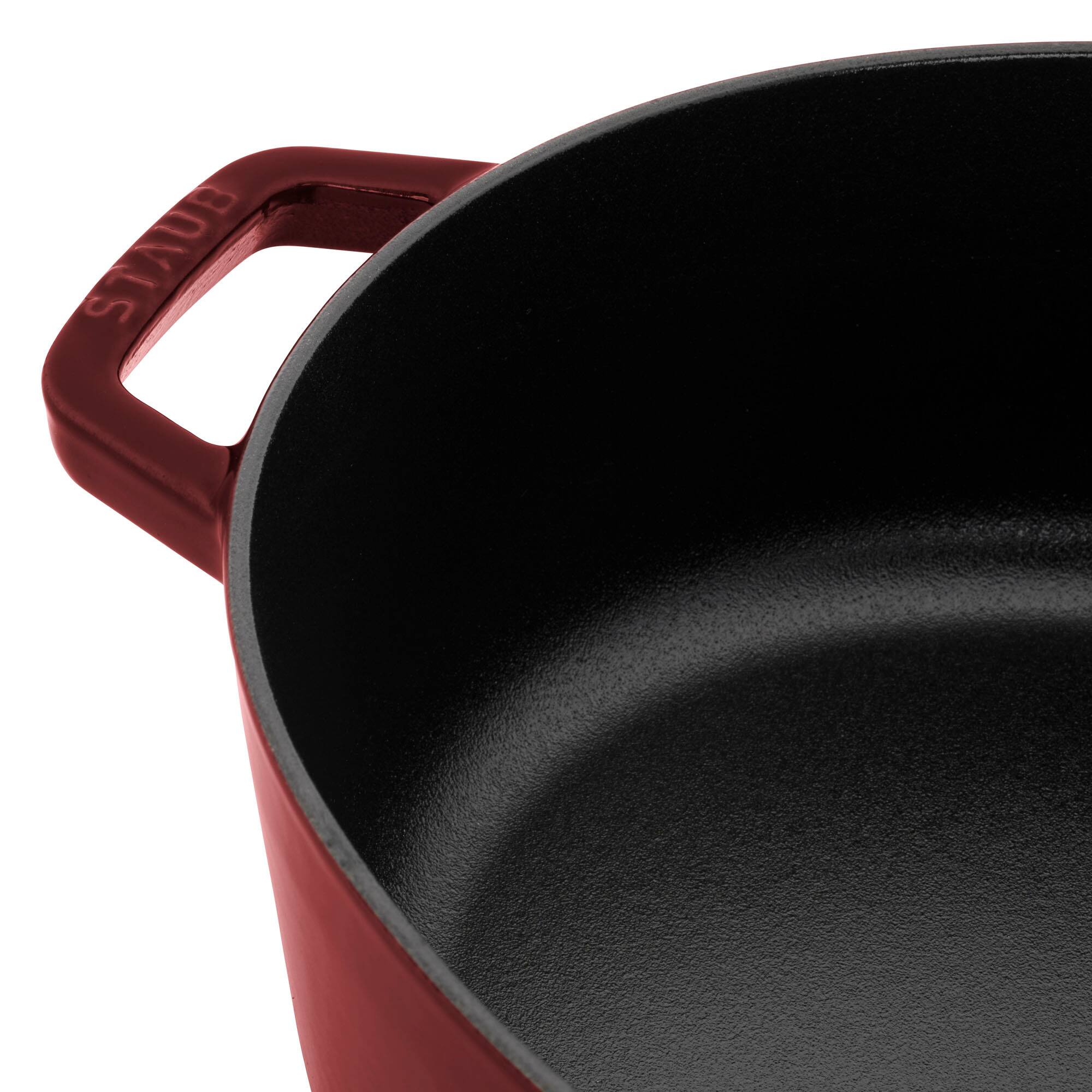 Alt View 3. Staub - Staub Cast Iron 6.25-qt Shallow Oval Dutch Oven - Grenadine - Grenadine.
