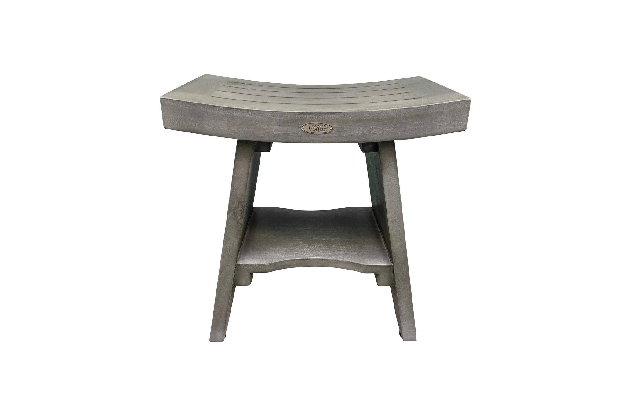 JETRANSPORT - 18 Inch Waterproof Teak Wood Shower Bench Stool Seat Chair For Inside Provides Safety Storage And - Default