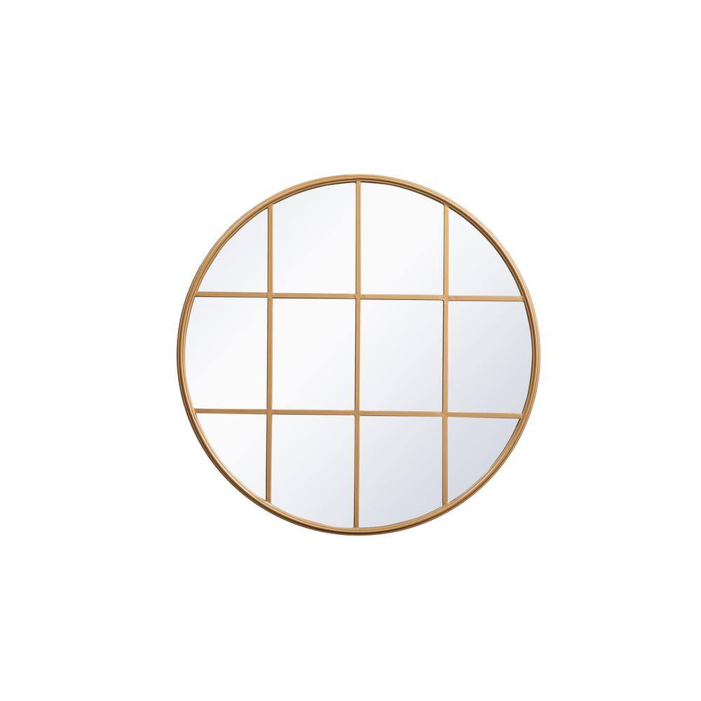 Alt View 2. Elegant Decor - Metal windowpane mirror 36 inch x 36 inch in Brass - Brass.