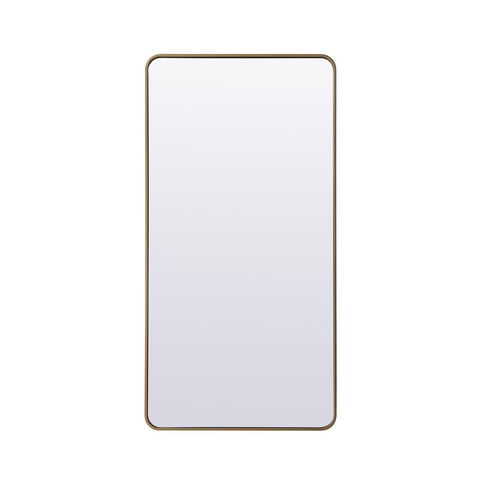Alt View 7. Elegant Decor - Soft Corner Metal Rectangle Full Length Mirror 30x60 Inch in Brass - Brass.