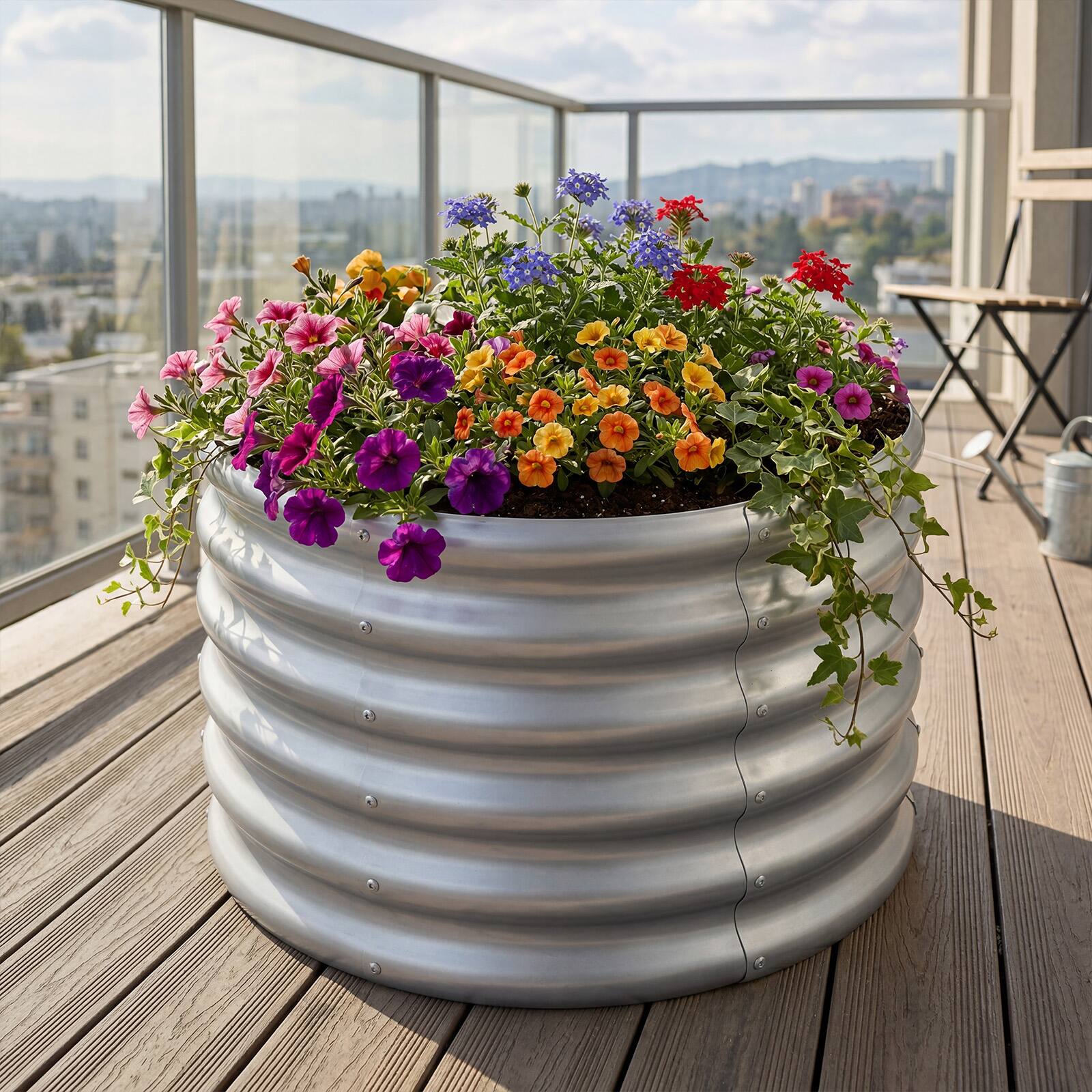 Alt View 3. Costway - Costway 2 PCS 24" x 24" x 17" Galvanized Raised Garden Bed, Round Planter Box with Open-Ended Base - Sliver.