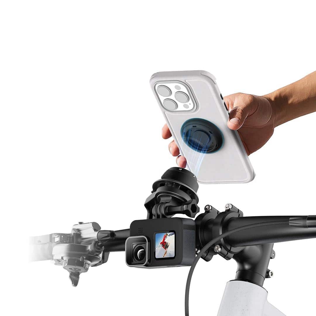 VEGA AUTOMOTIVE - Quick Launch Magnetic Phone Mount Anti vibration Handlebar Bracket With Secure Lock For Bike Scooter Mtb Bl - QB0U1