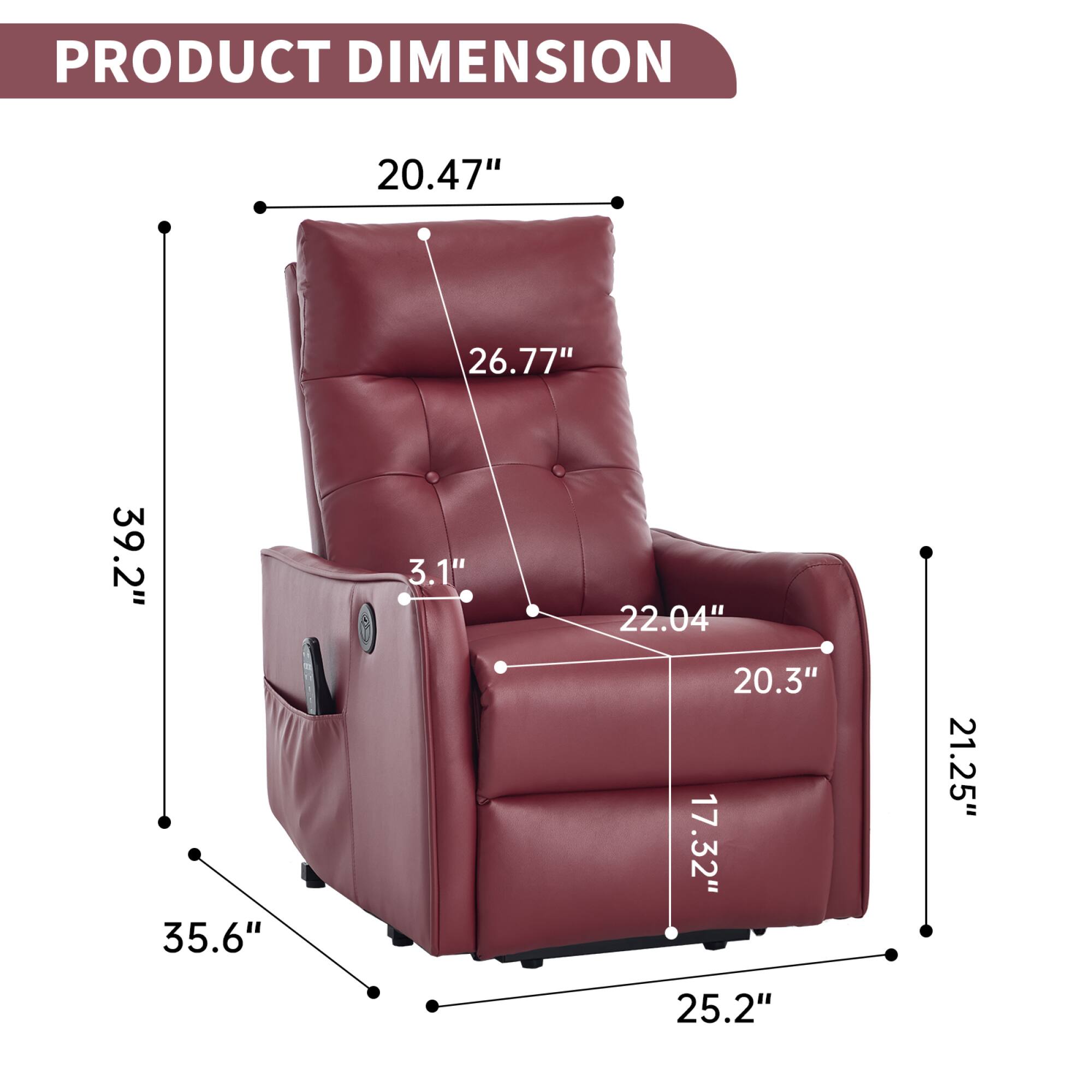 PRODUCT DIMENSION

- Width: 20.47"
- Depth: 26.77"
- Height: 39.2"
- Seat Height: 35.6"
- Armrest Height: 3.1"
- Seat Depth: 22.04"
- Seat Width: 20.3"
- Back Height: 21.25"
- Overall Width: 25.2"