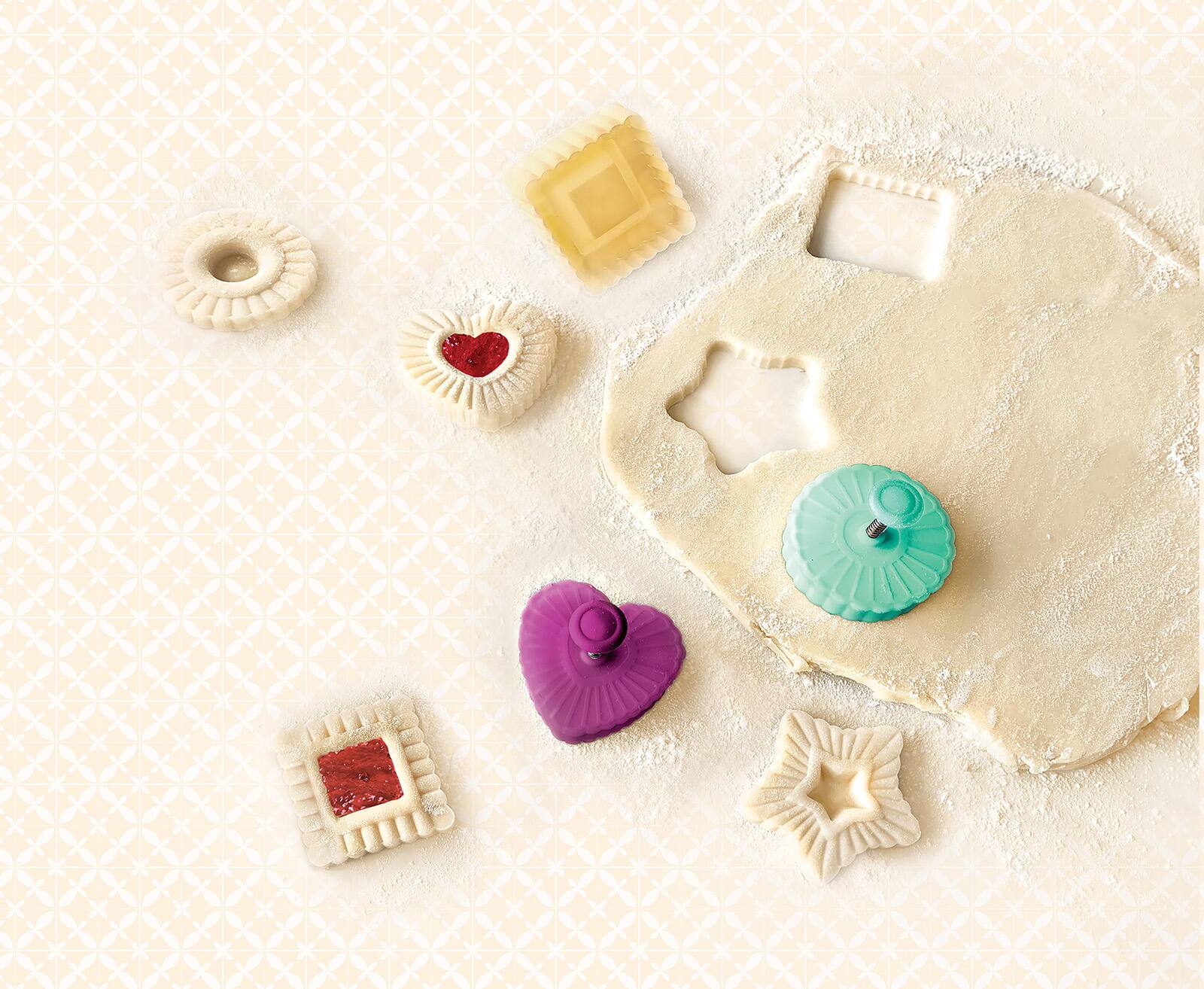 Alt View 1. Talisman Designs - Plunger Style Thumbprint and Linzer Cookie Cutters, 4 Piece Set - Multicolor.
