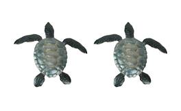 Things2Die4 - Set of 2 Galvanized Metal Sea Turtle Wall Art Hanging Sculpture Home Decor - Blue