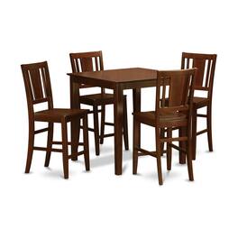 East West Furniture - 5 Pc counter height Dining set-counter height Table and 4 Kitchen Chairs - Mahogany