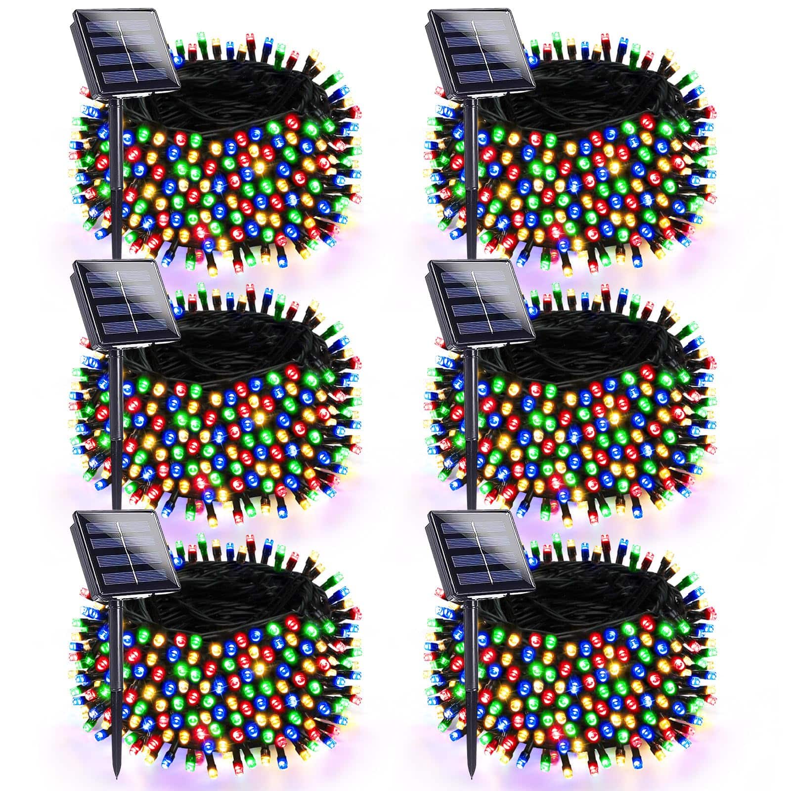 NICHOLAS KLEIN - Solar Christmas Lights Outdoor Waterproof Super Bright 320 Led String With 8 Lighting Modes Wire - Multicolor 6 PACK