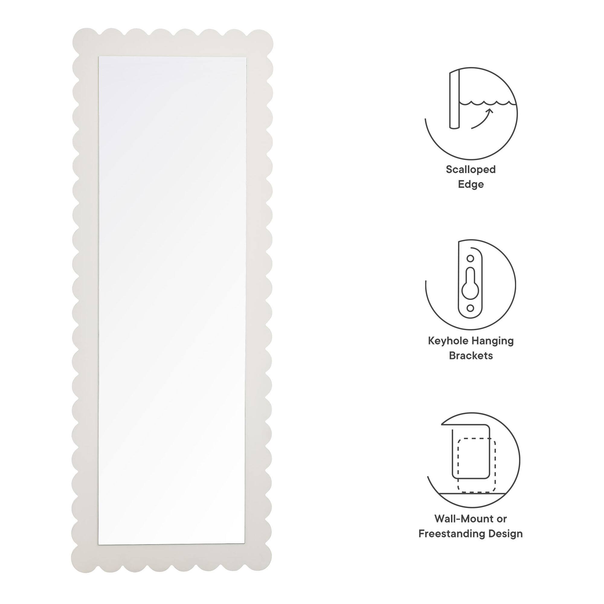 Scalloped Edge Keyhole Hanging Brackets Wall-Mount or Freestanding Design

- Scalloped Edge
- Keyhole Hanging Brackets
- Wall-Mount or Freestanding Design