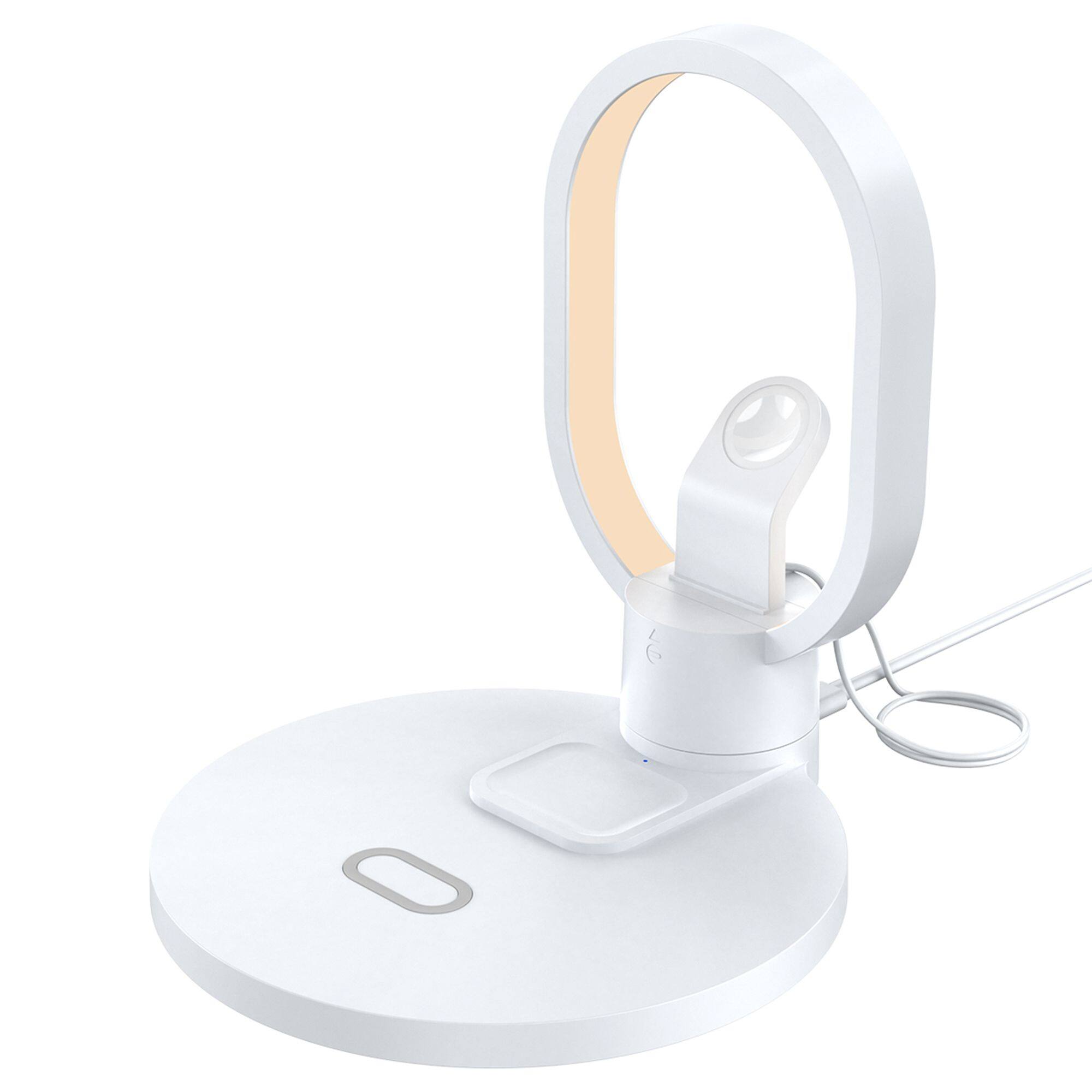 Front. Worldwide Sport - Link 4-in-1 Qi Wireless Magnetic Charging Station w/LED Light for Apple & Android Phones, Watches, Earbuds - White - White.
