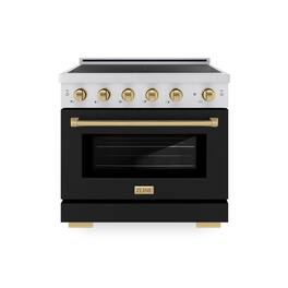 ZLINE - Autograph 36 in. 5.2 cu. ft. Paramount Freestanding Induction Range with 5 Burners and Bronze Accents with Black Door - Matte Black