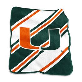 Logo Brands - Miami Hurricanes 50" x 60" Raschel Stripe Throw Blanket - Multicolor