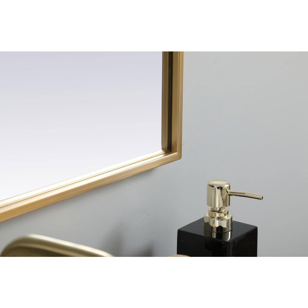 Back. Elegant Decor - Metal Frame Arch Mirror 27x30 Inch in Brass - Brass.