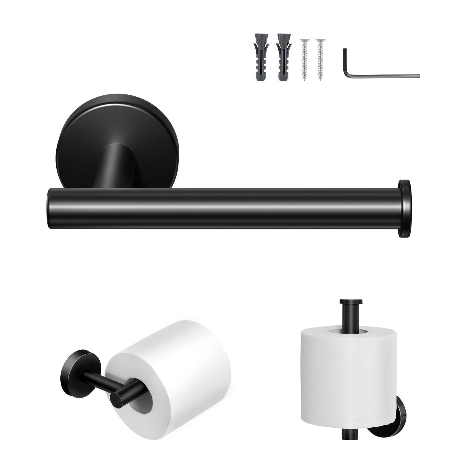 Alt View 5. VEVOR - Toilet Paper Holder, Fits Mega Rolls Size, Premium Stainless Steel Rustproof Material, Wall Mounted with Screws - Matte Black.