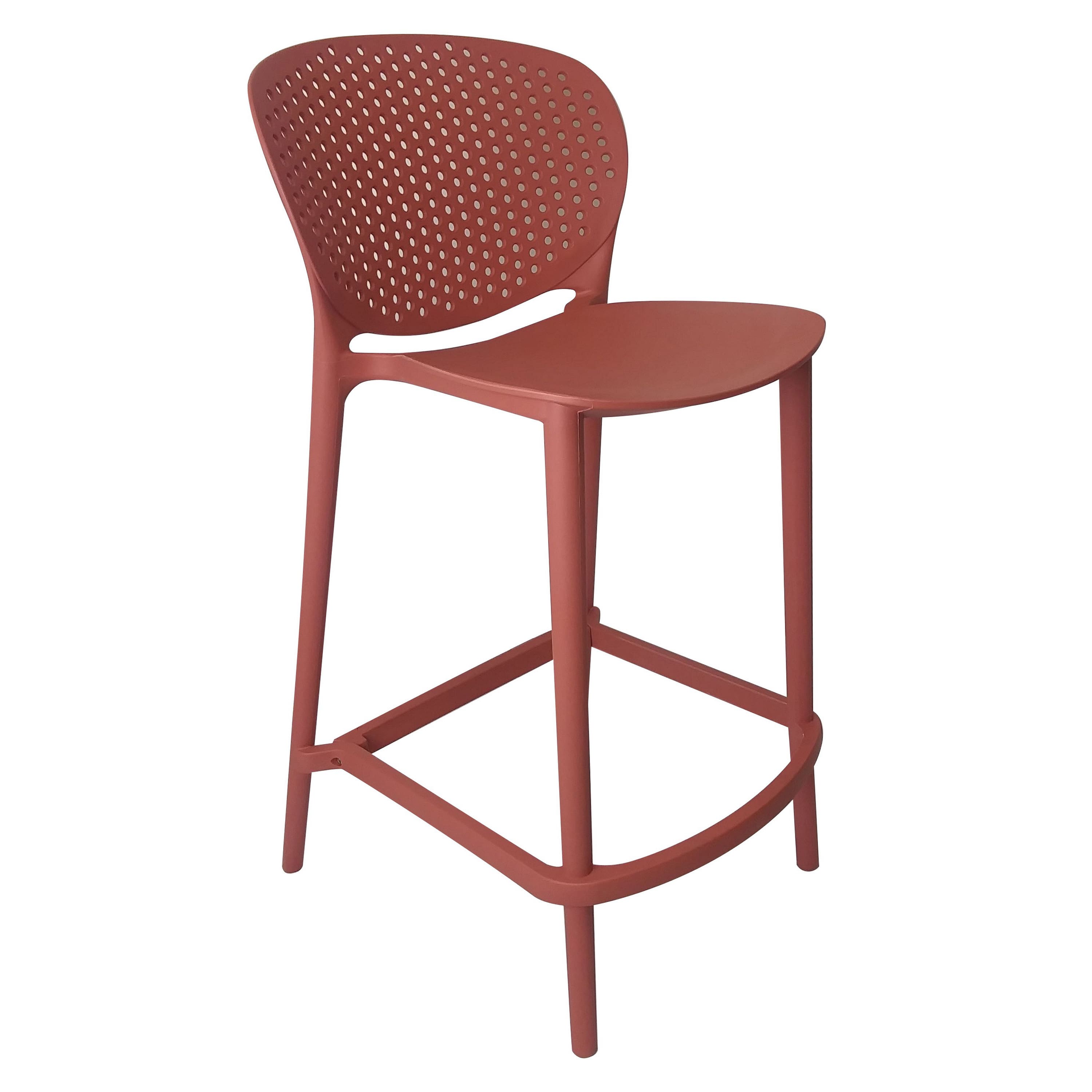 Manhattan Lane - Celin 30 Inch Barstool Chair, Set of 4, Stackable, Mesh, Curved Seat - Orange