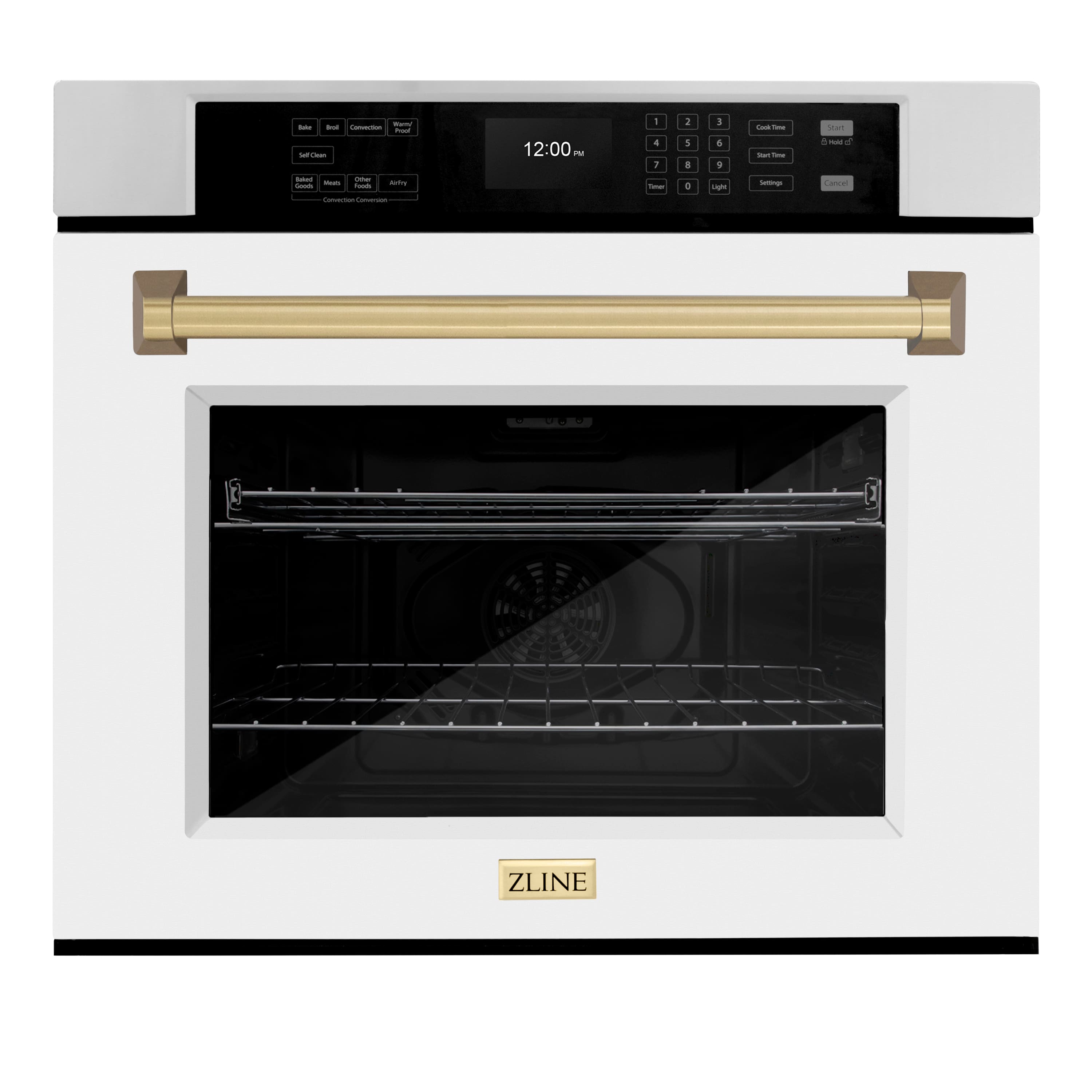 ZLINE - 30 in. Autograph Wall Oven w/ Air Fry and Self Clean w/ White Bronze Accents - Stainless Steel - Front_Zoom