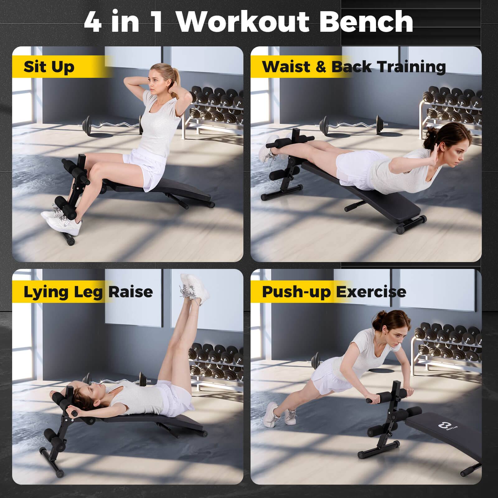 4 in 1 Workout Bench

Sit Up

Waist & Back Training

Lying Leg Raise

Push-up Exercise