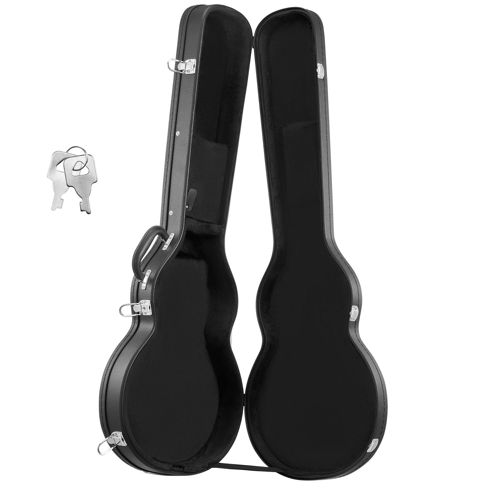 Alt View 5. VEVOR - Electric Guitar Hard Case, 42.2 Inch, Wooden Hard-Shell Protective Carrying Case with Lock Latch, Sponge Lining, Keys - Black.