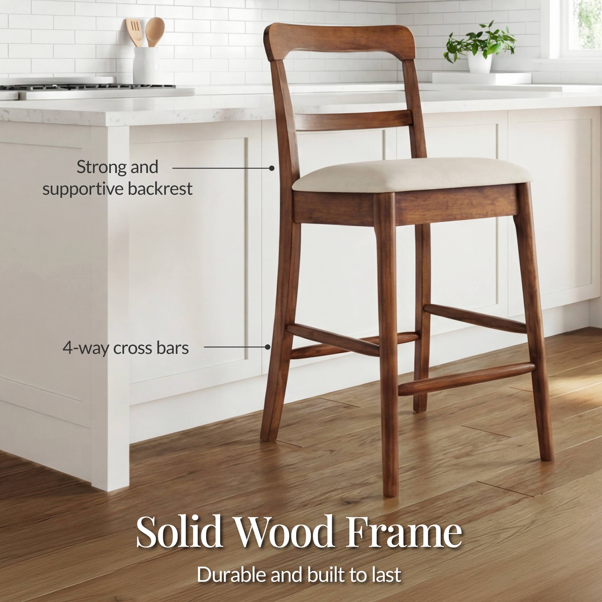 Strong and supportive backrest  
4-way cross bars  
Solid Wood Frame  
Durable and built to last