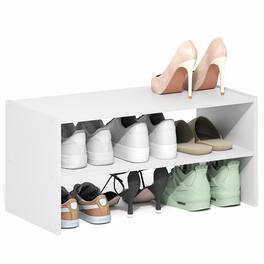 Furinno - FANO Shoe Rack, 24-Inch Width Shoe Organizer, Stackable Shoe Storage, for Closet Entryway, Office, Garage - White