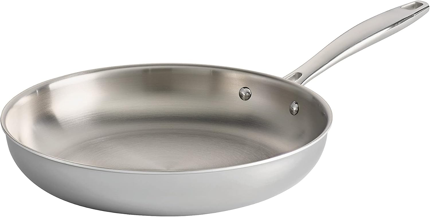 Front. Tramontina - Tramontina Seattle Tri-Ply Clad Stainless Steel 10-Inch Frying Pan, Induction-Ready Skillet, Dishwasher-Safe, NSF-Certif - silver.