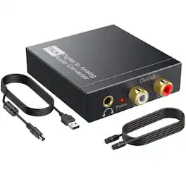 Home Collection - 192KHz Digital to Analog Audio Converter DAC with Optical Coaxial Input, RCA L/R & 3.5mm Jack Output Adapter