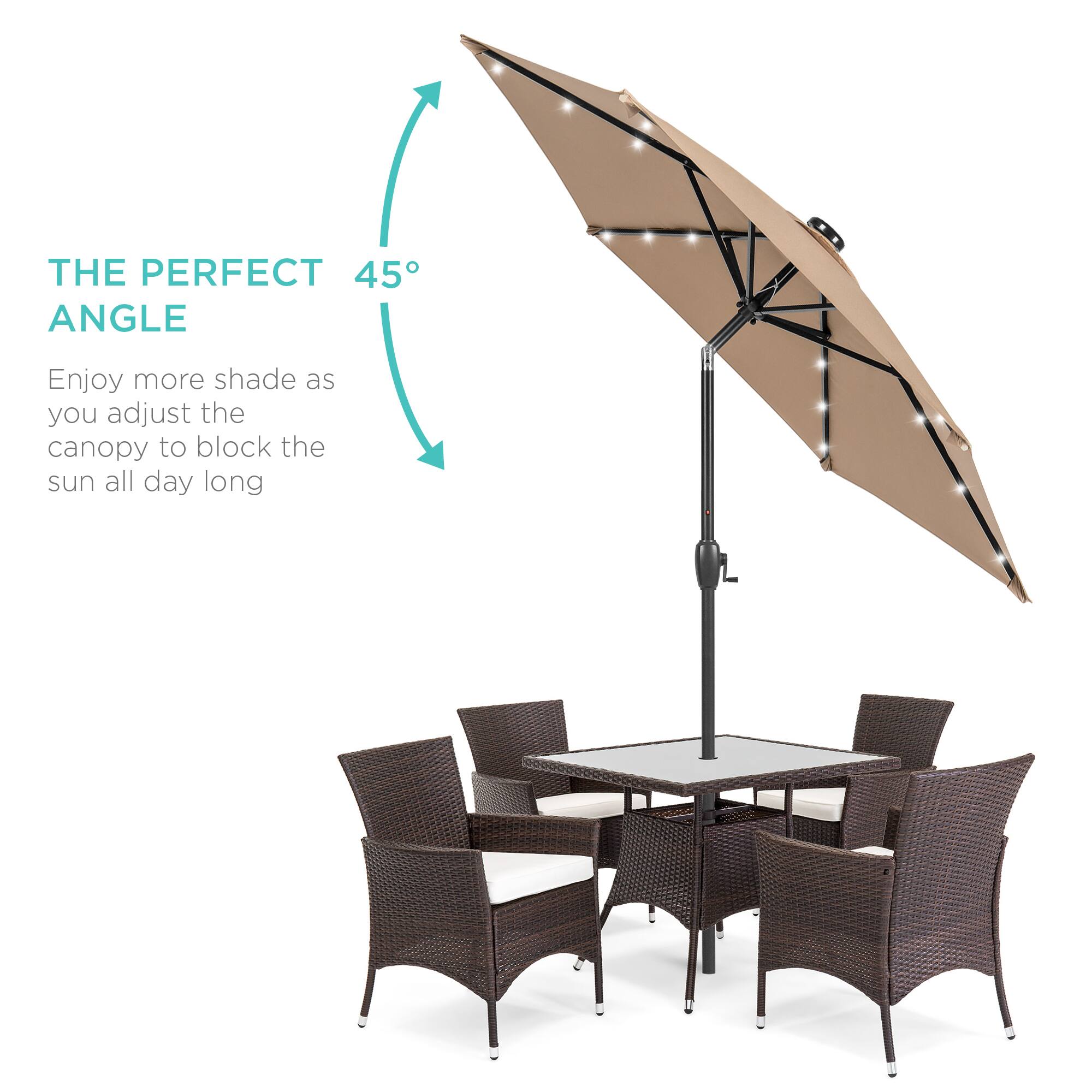 THE PERFECT 45° ANGLE

Enjoy more shade as you adjust the canopy to block the sun all day long