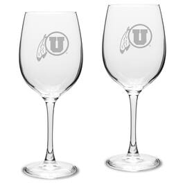 Jardine - Utah Utes 2-Piece 16oz. Traditional White Wine Glass Set - Multicolor