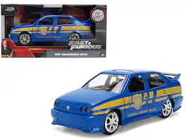 Volkswagen Jetta Police Vehicle "Rio Federal Hwy Police" Blue with Yellow "Fast Five" 2011 Movie 1/32 Model Car by Jada - Multicolor