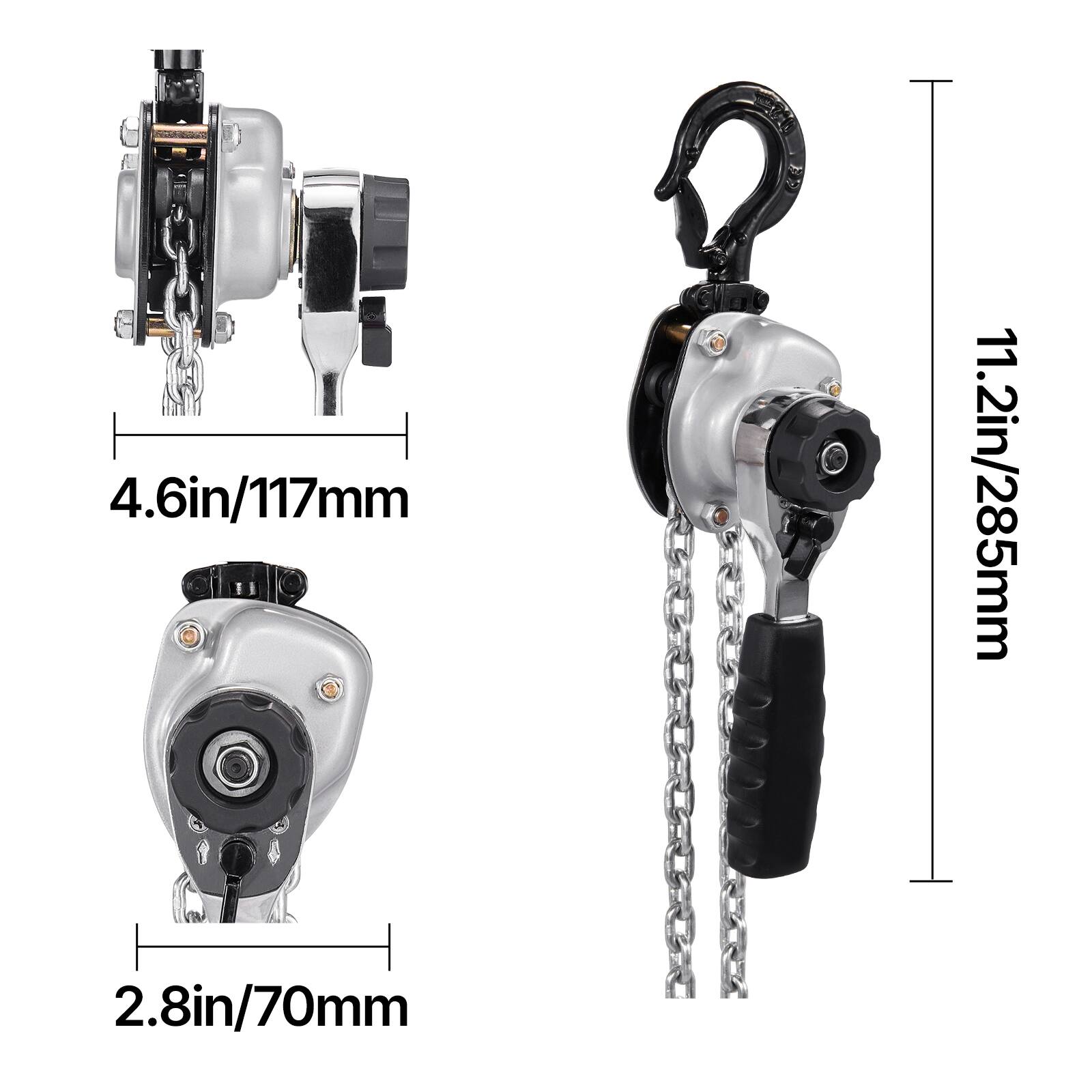 4.6in/117mm  
11.2in/285mm  
2.8in/70mm