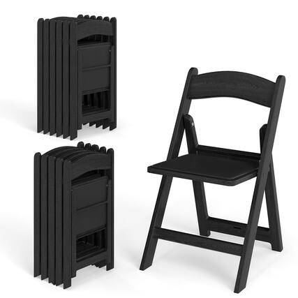 Front. Costway - Costway 12 Pack Resin Folding Chairs with Padded Seat All-Weather Resin Frame Patio - Black.