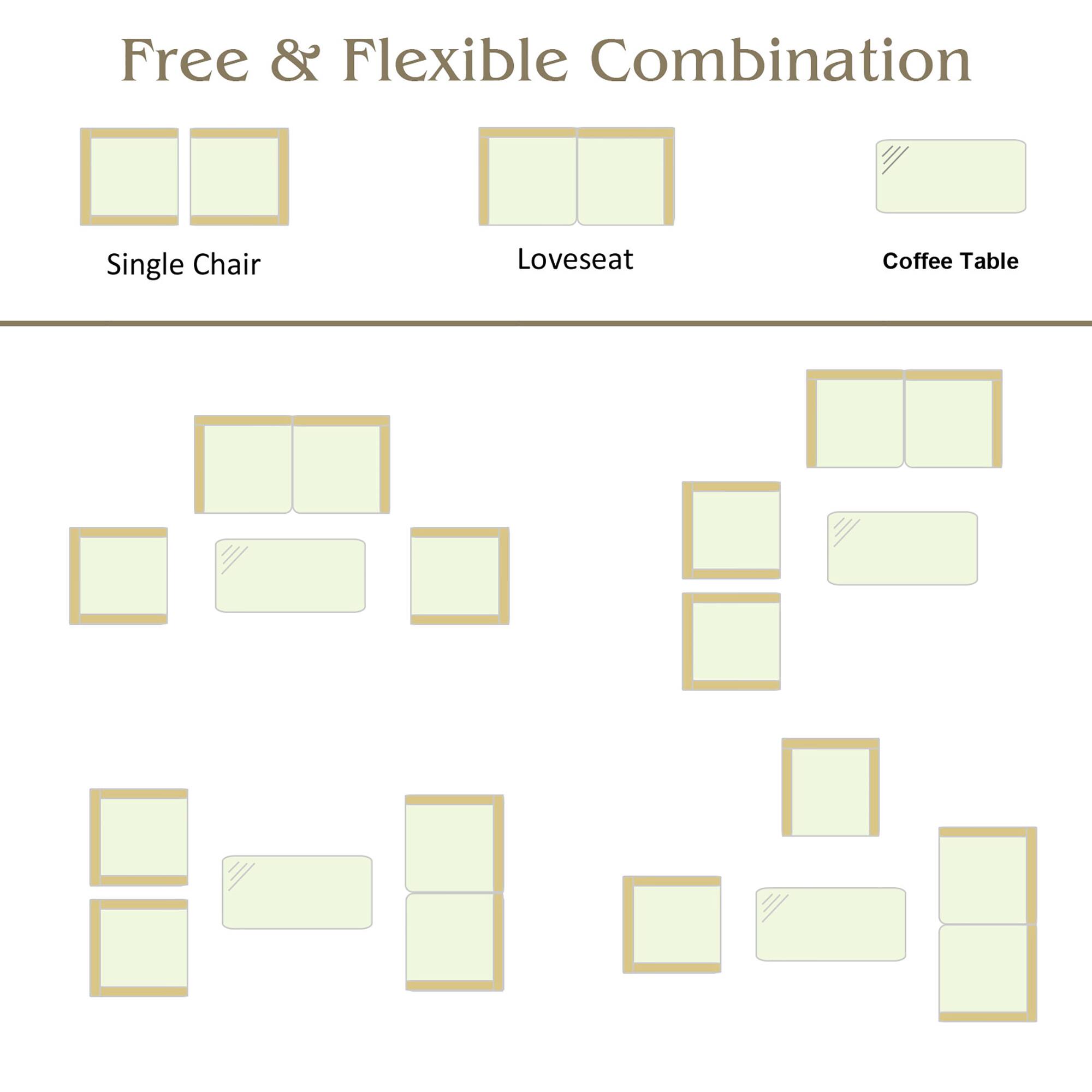 Free & Flexible Combination

Single Chair

Loveseat

Coffee Table