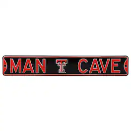 Authentic Street Signs - Texas Tech Red Raiders 6" x 36" Man Cave Steel Street Sign - Black