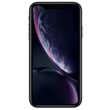 Front. Apple - iPhone XR A1984 (Fully Unlocked) 256GB w/ Pre-Installed Tempered Glass - Black.