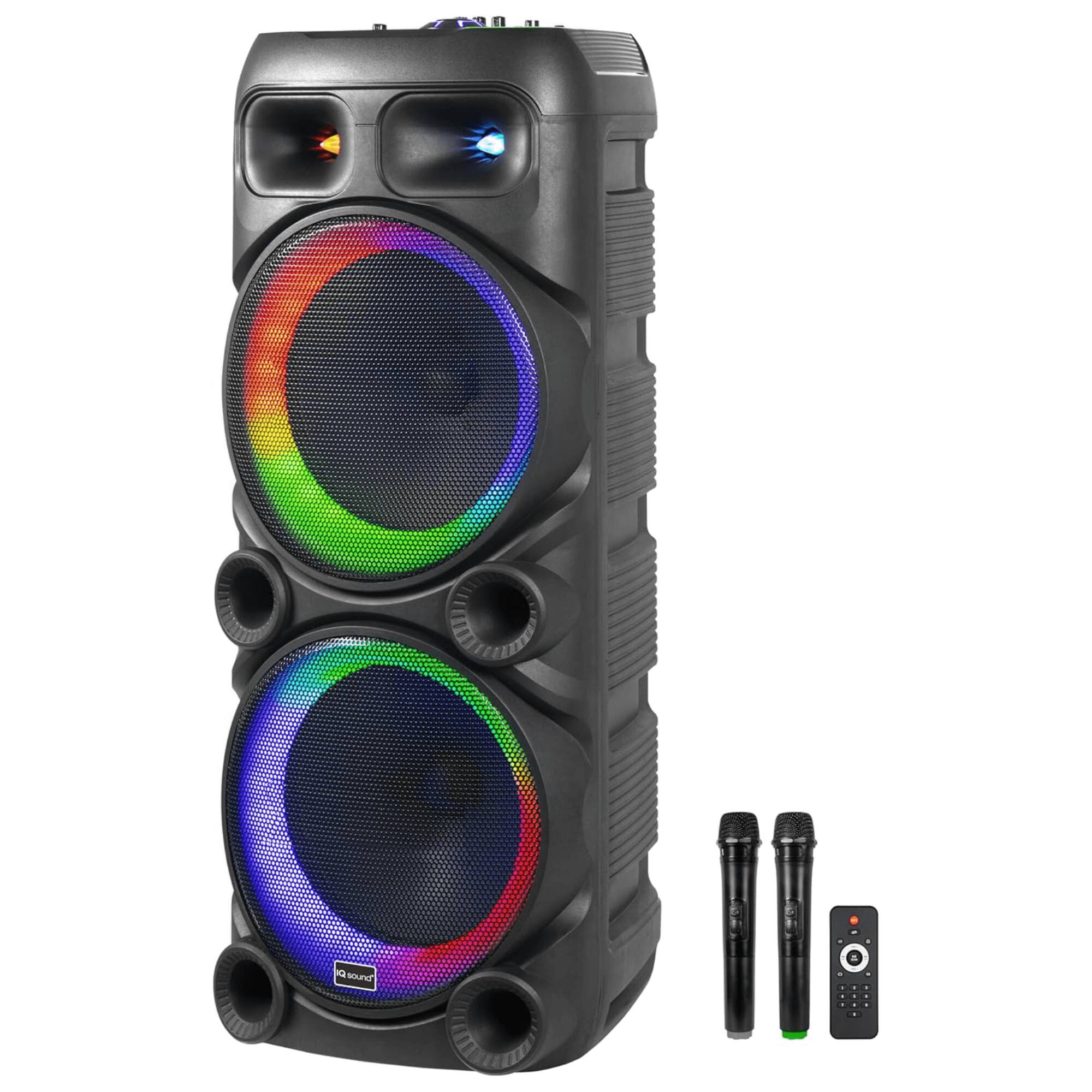 Alt View 2. iQ Sound - 2x12-Inch Portable Bluetooth Party Speaker - Black.