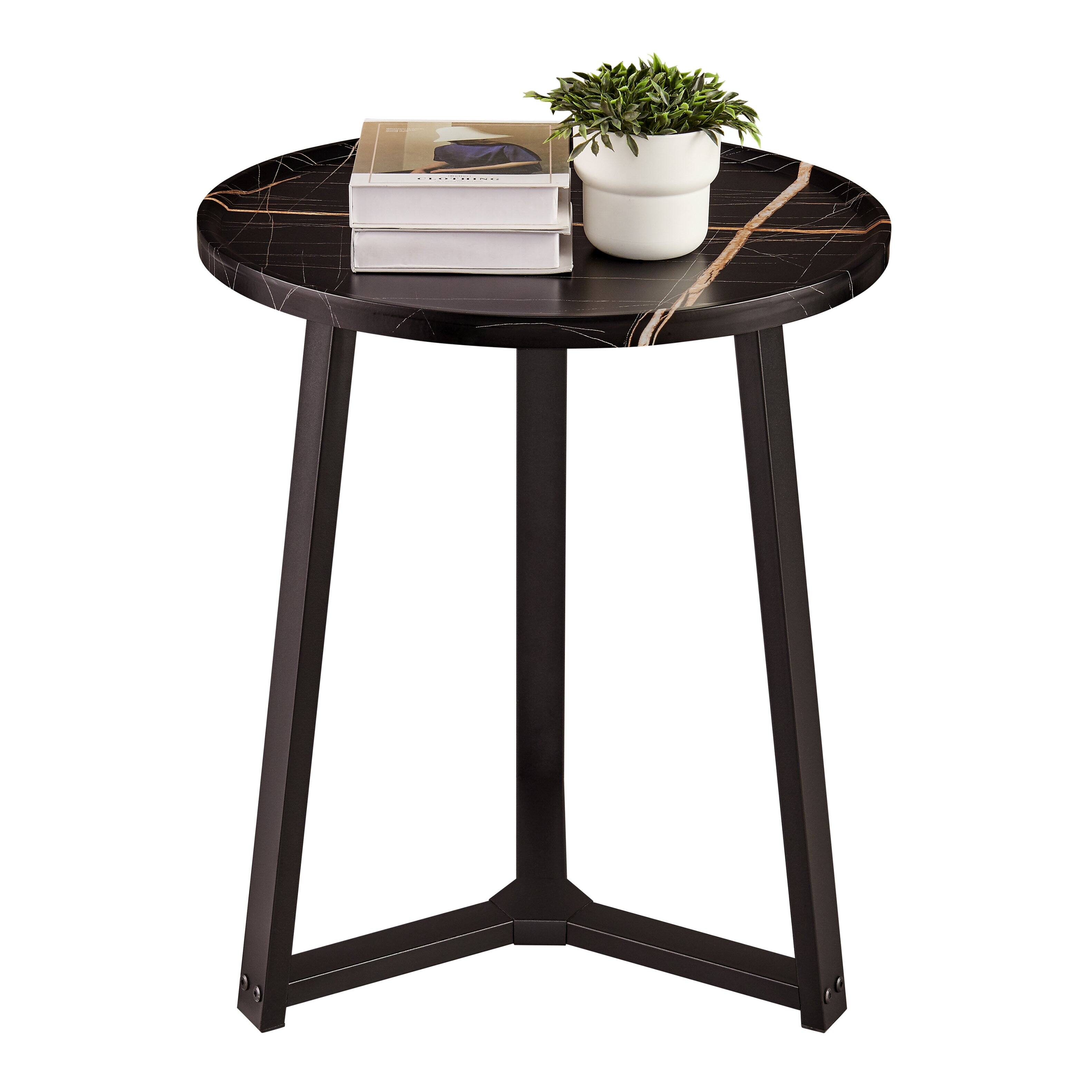 Alt View 8. Danya B - Harper Round Side Accent Table - Black Marble/Black - Black Marble/Black.