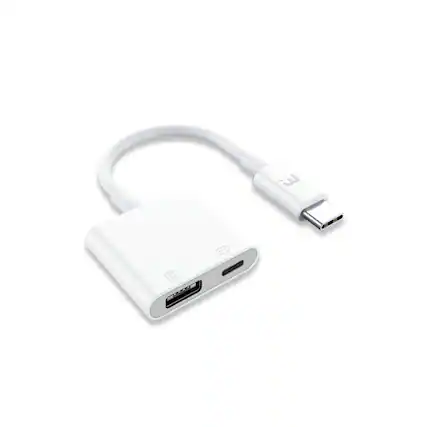 Front. Mybat Pro - MyBat Pro USB-C OTG Adapter with Power - White - White.