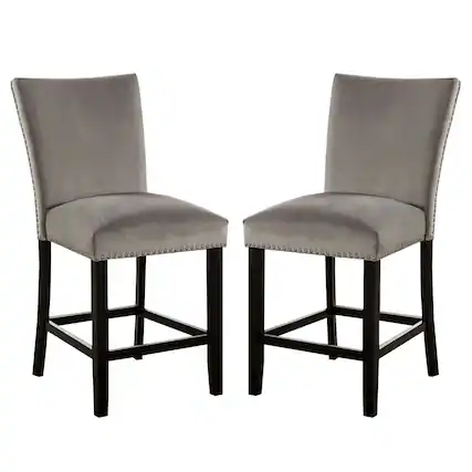 Front. Manhattan Lane - Counter Height Side Chair with Padded Seating, Set of 2 - Gray.