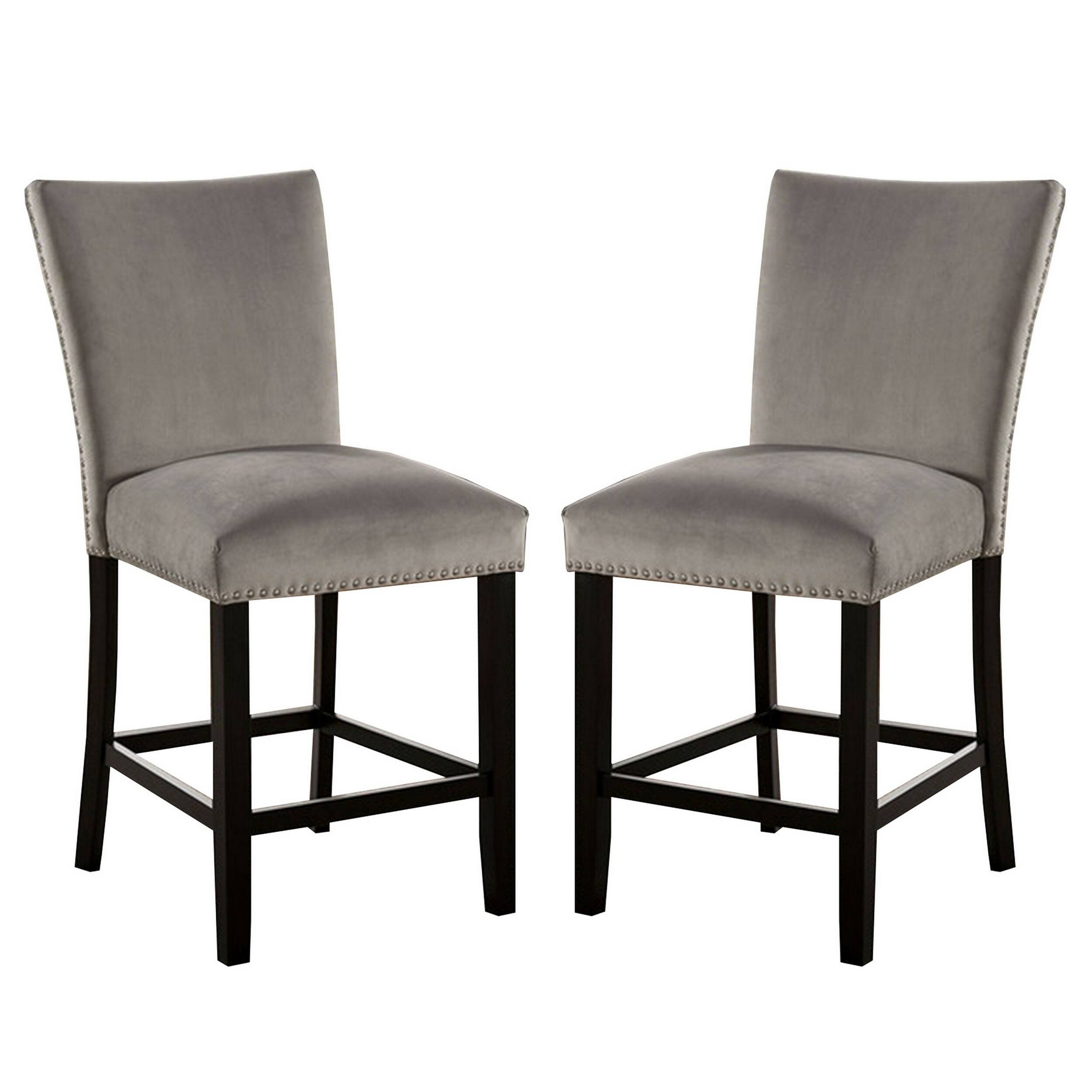 Front. Manhattan Lane - Counter Height Side Chair with Padded Seating, Set of 2 - Gray.