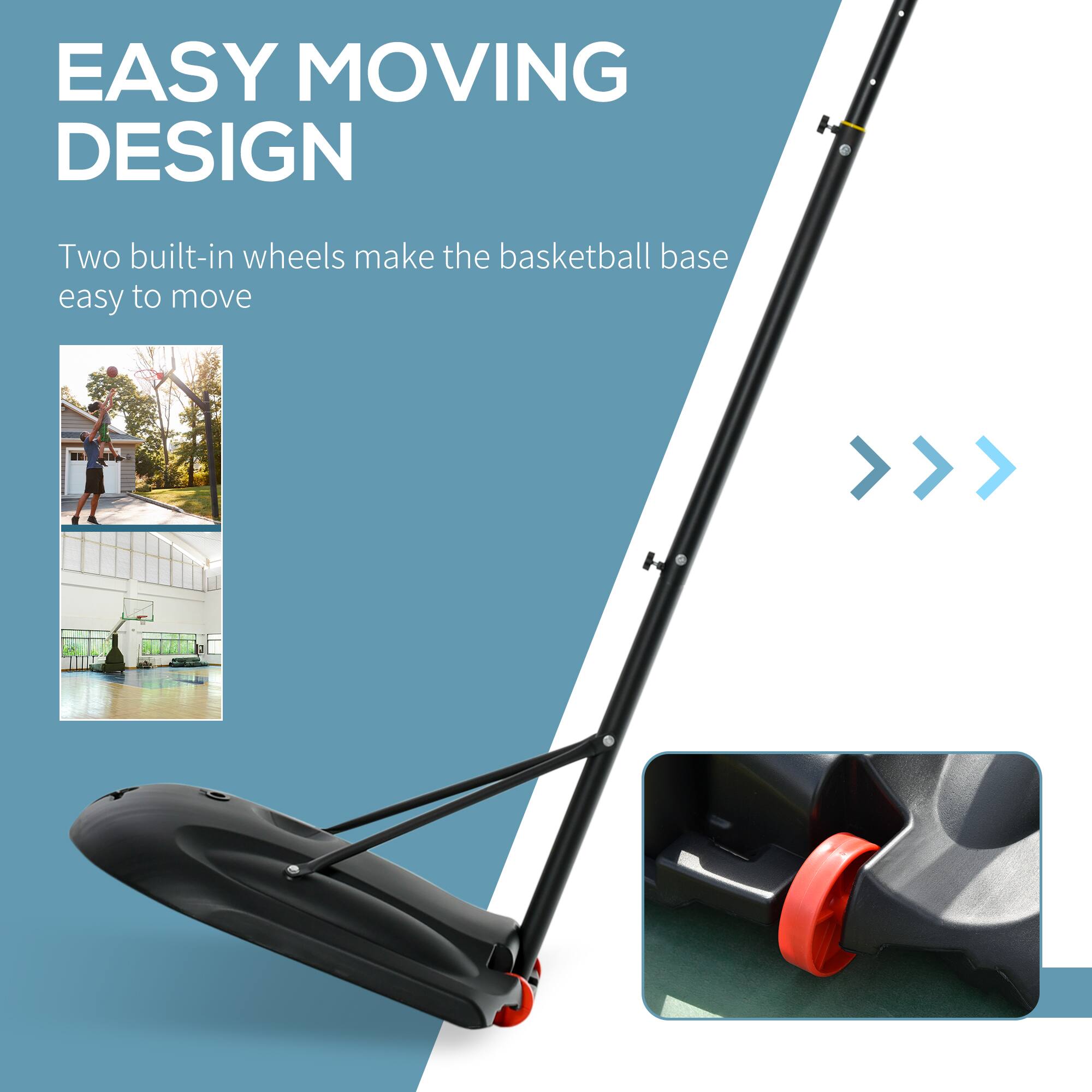 EASY MOVING DESIGN
Two built-in wheels make the basketball base easy to move >>>