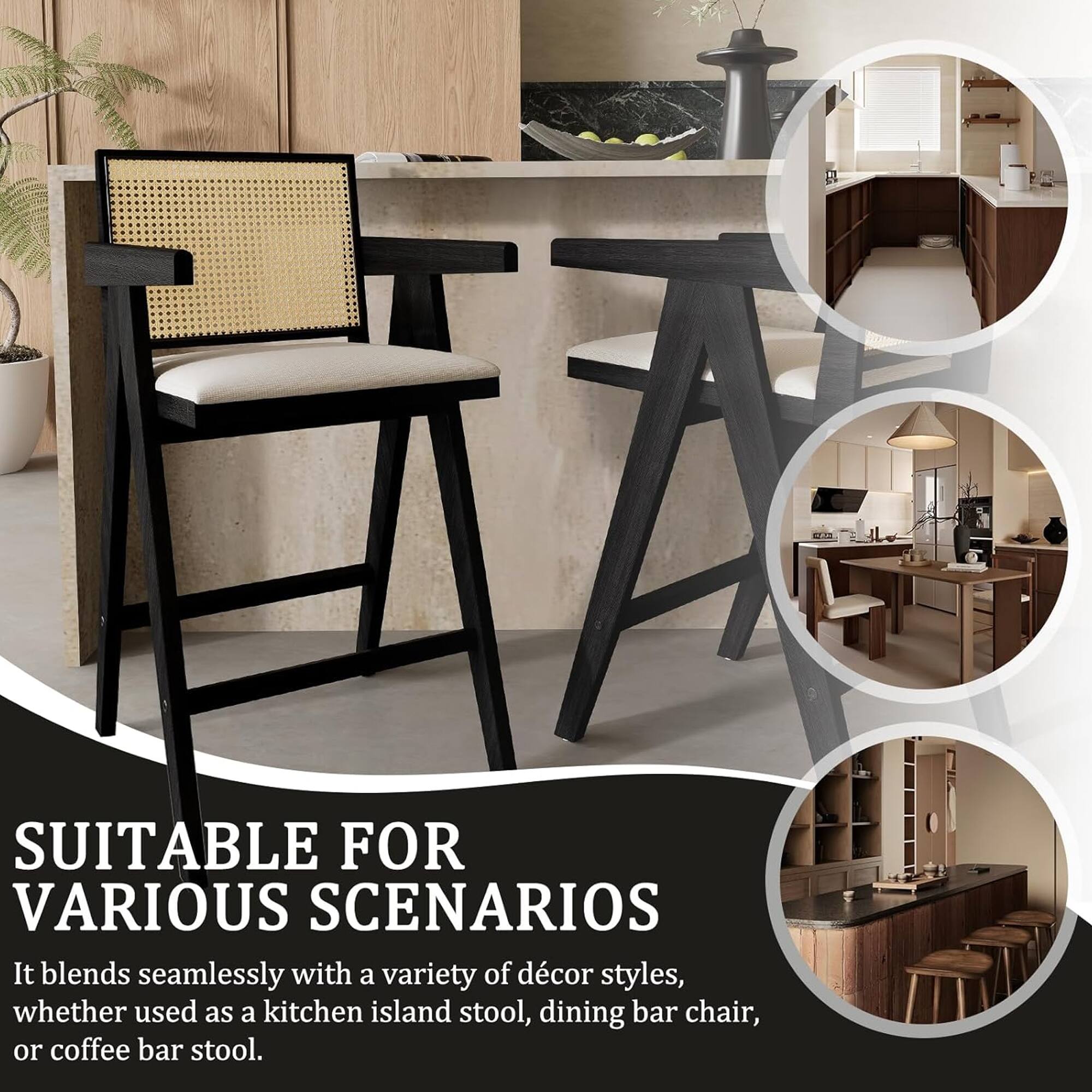 SUITABLE FOR VARIOUS SCENARIOS

It blends seamlessly with a variety of décor styles, whether used as a kitchen island stool, dining bar chair, or coffee bar stool.