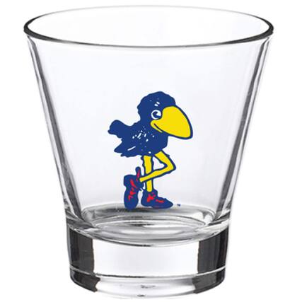 Front. Indigo Falls - Kansas Jayhawks 12oz. Slant Vault Rock Glass - Multicolor.