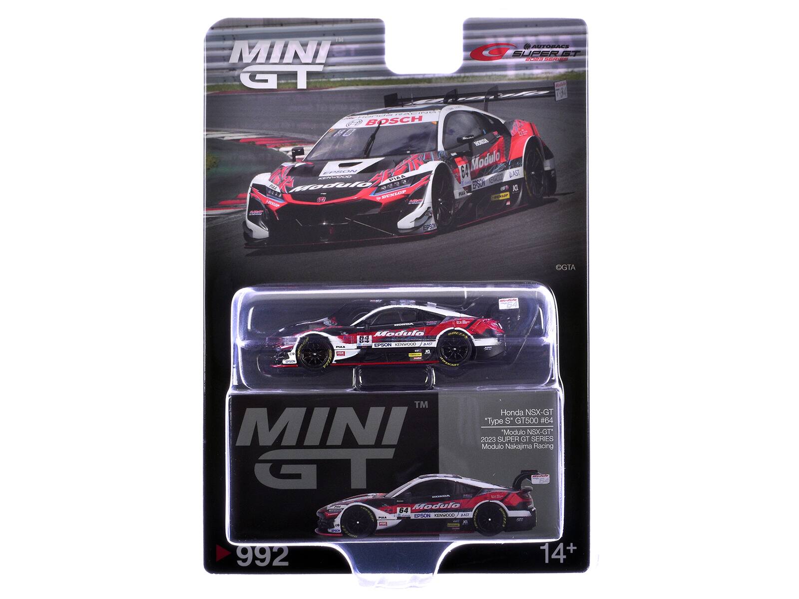 MINI GT AUTOBACS SUPER GT ad  
BOSCH b RA SEON 64 Modulo LN BAST LEMIC CIE5  
A fadu 920 ESC DI BSNLUP A 16 4 L 1 OGTA F I - Module 8 EPOUN ROROAO ad J S& NN TM  
MINI GT  
Modulo 64 EESON RENEE P.  
Honda NSX-GT "Type S" GT500 #64 "Modulo NSX-GT 2023 SUPER GT SERIES Modulo Nakajima Racing 992 14+