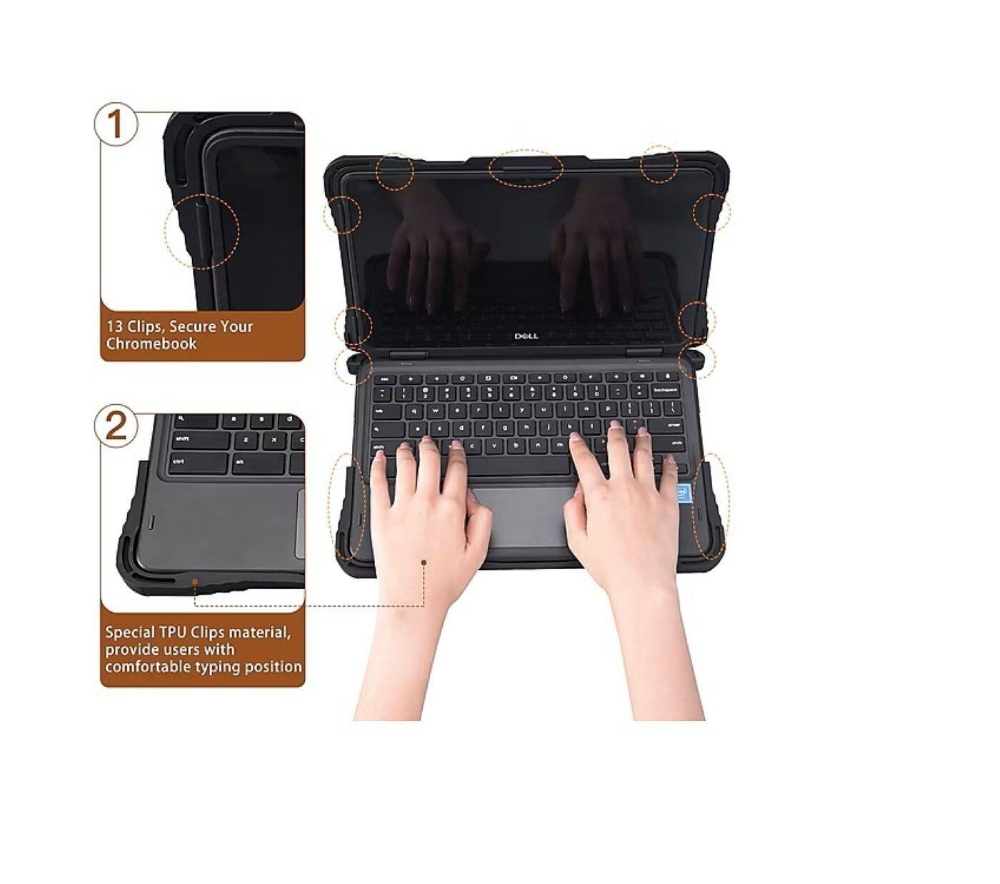 1. 13 Clips, Secure Your Chromebook

2. Special TPU Clips material, provide users with comfortable typing position